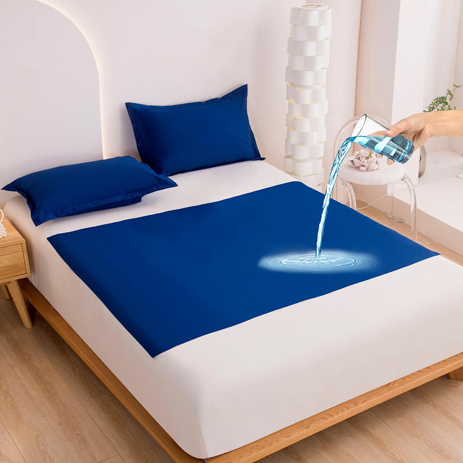 Waterproof Mattress Protector Single 70 x 110 cm Flat Sheets for Incontinence & Bed wetting, 100% Waterproof mat Dark Blue