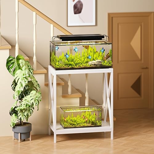 Miniatura 3 de Soporte para pecera, 10 a 20 galones, marco de metal para almacenamiento de accesorios de pecera, estante de 2 niveles para oficina en casa, 24