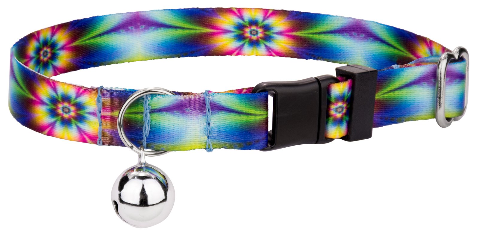 Country Brook Petz - Tie Dye Flowers Cat Collar - Groovy Collection Featuring Far Out Designs