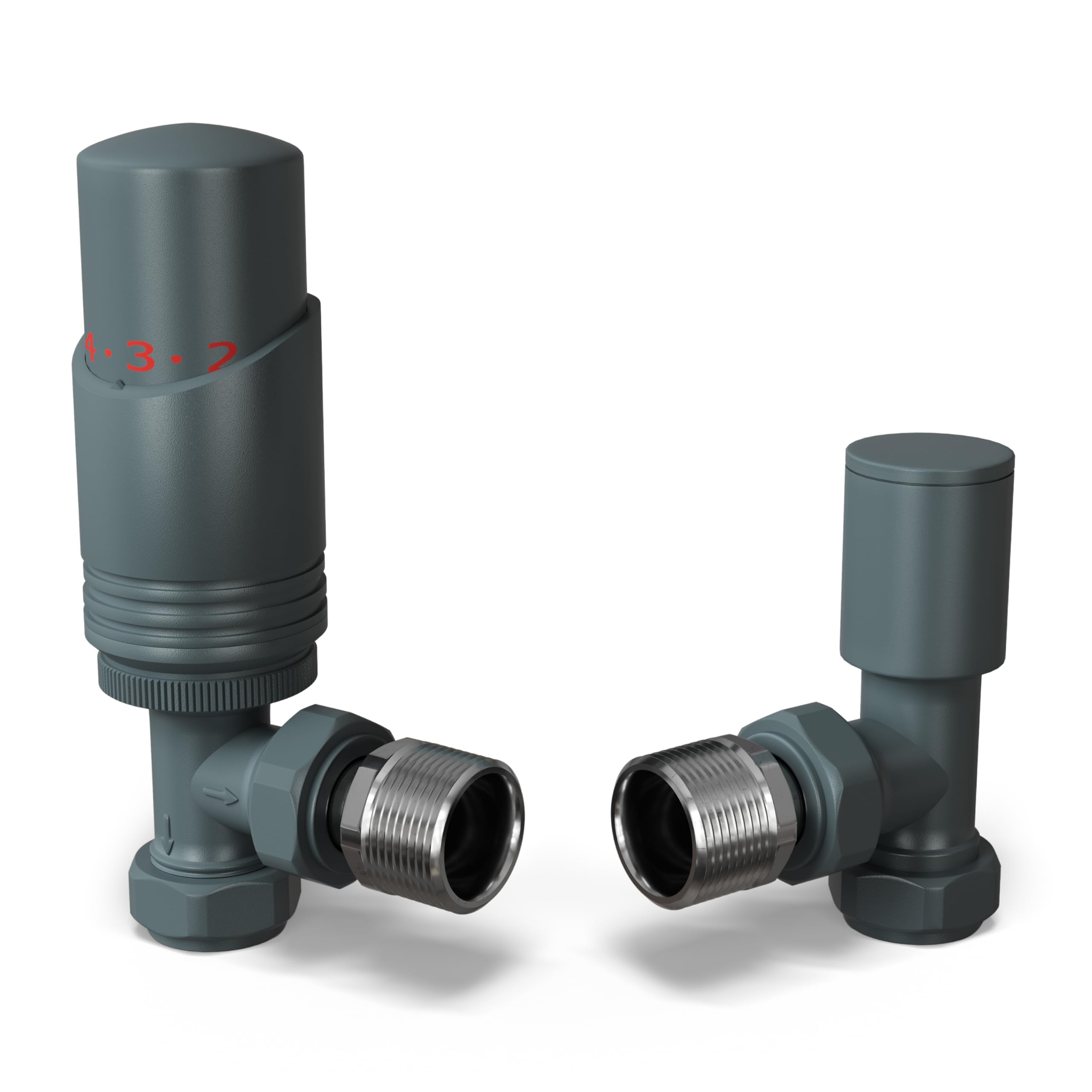 UK Radiators Thermostatic TRV Radiator Valves 1/2""x15mm Angled Anthracite