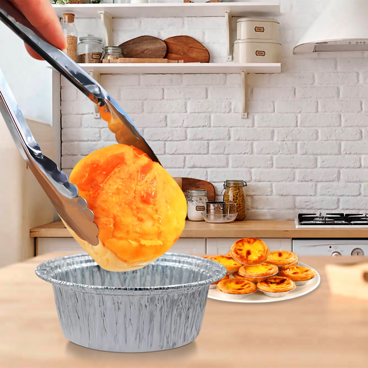 50 Pezzi Vassoi in alluminio rotondi, Teglie da Forno usa e Getta, Contenitore in Foglio di Alluminio Usa e Getta Per grigliate, cotture al forno, piatti da asporto, budini e dolci