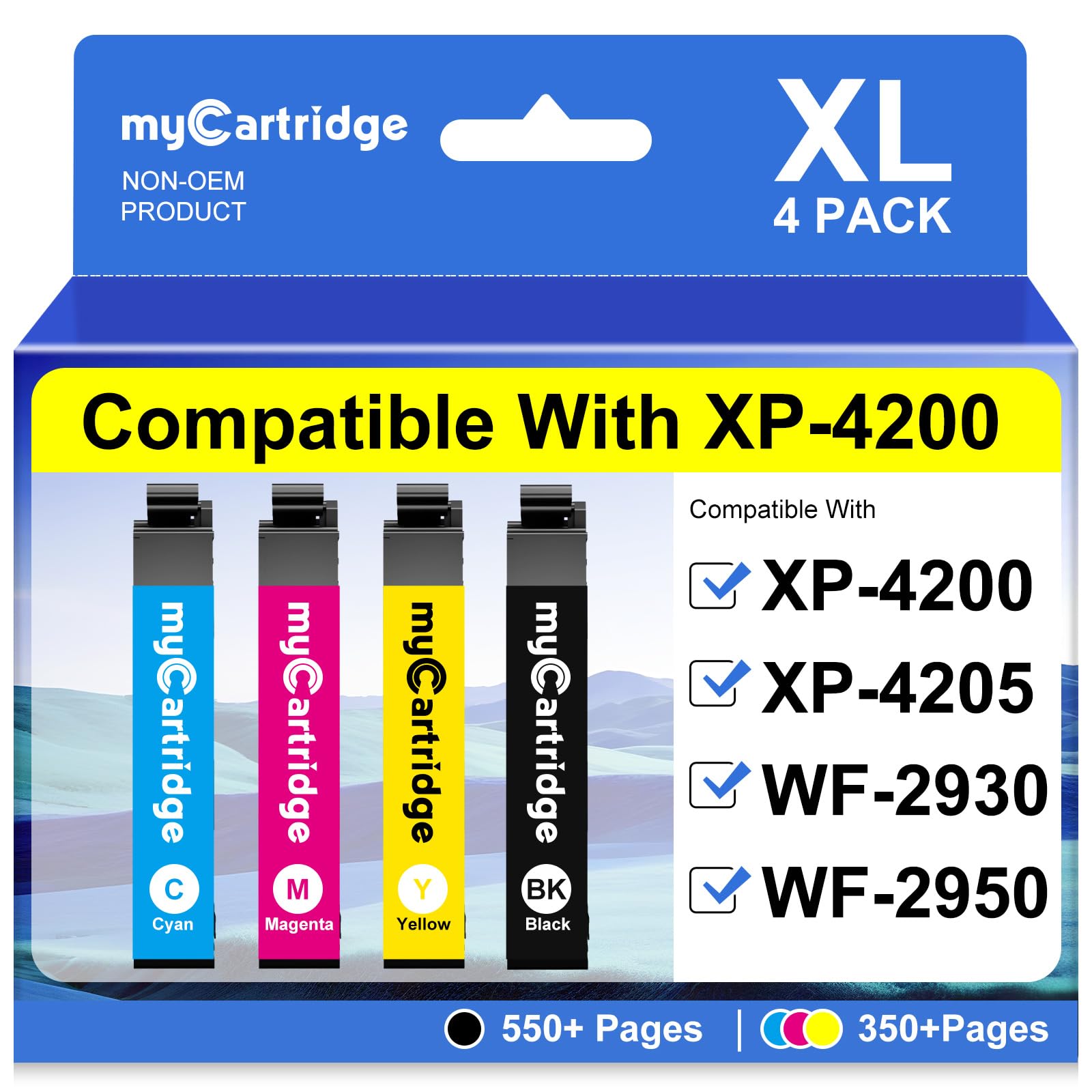 Photo 1 of myCartridge Remanufactured Ink Cartridges Replacement for 232XL Ink Cartridges Combo Pack Compatible with XP-4200 XP-4205 WF-2930 WF 2950 Printer,4 Pack (BK/C/M/Y)