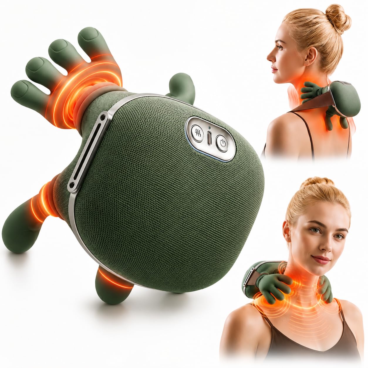 Nextgenproduct™ Bionic Heated Massager | Wireless Portable Shiatsu Neck and Back Massager | Electric Deep Tissue 4D Kneading Massage | Simulated Human Hand Design for Pain Relief and Muscle Relax-image-36