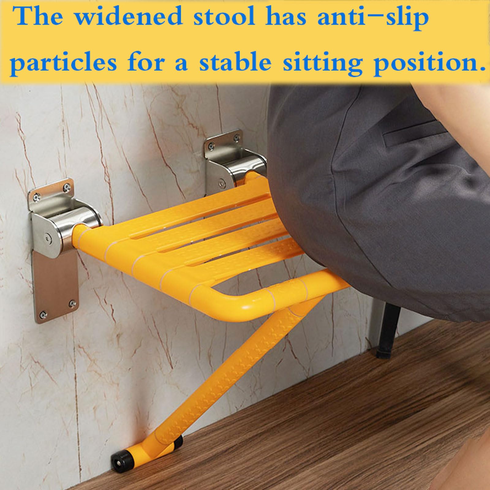 Silla Plegable de Pared escondida,Asiento de Ducha para Montaje en Pared,Taburete Plegable montado en la Pared para la Entrada,con Patas,Almacenamiento sin ocupar Espacio,Ahorra Espacio