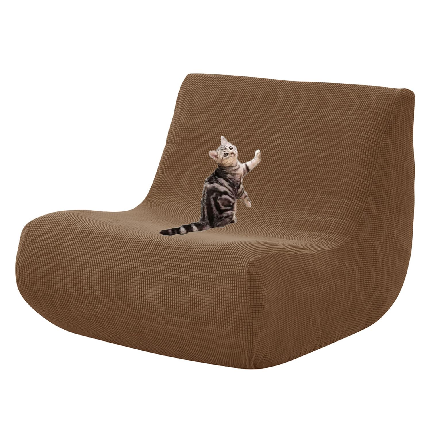 HACLEN Armless Floor Sofa Cover, Stretch Lazy Fireside Chair Cover Washable Armless Bean Bag Chair Slipcover Cat Scratch Proof with Elastic Bottom (brown,one size)
