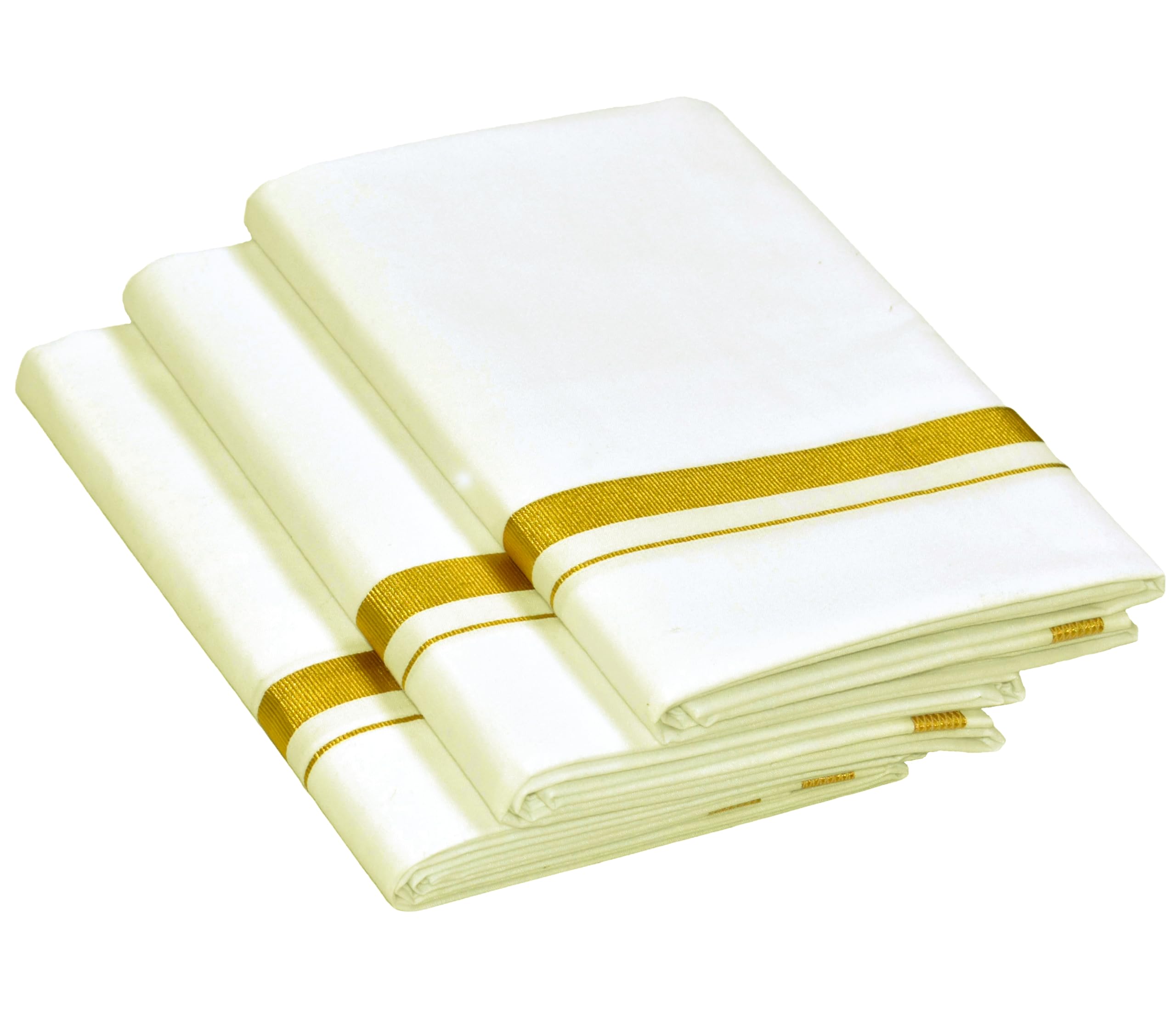 Men's Polycotton Zari Border 2.0meter Single Dhoti, (Pack of 3)-image-16