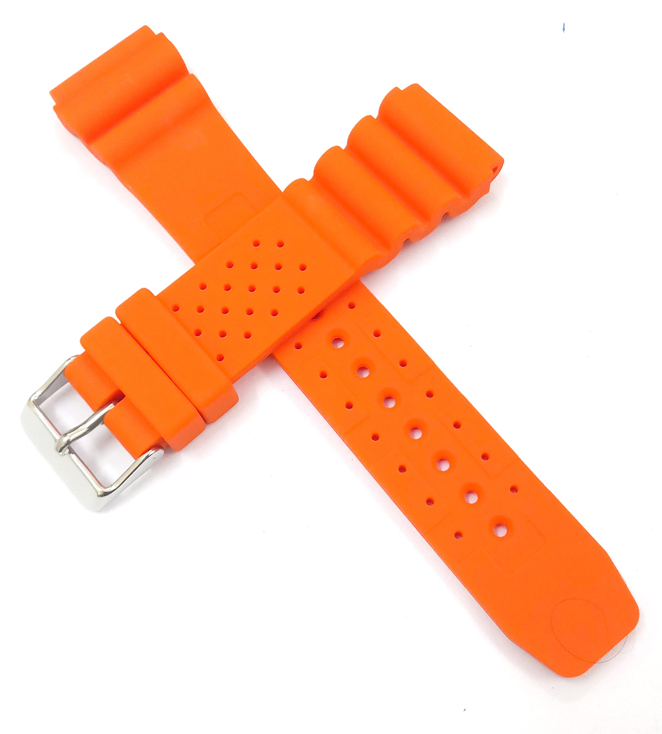 Ewatchaccessories 22mm Silicone Rubber Orange Silver Buckle Clasp Watch Band Strap for Men and Women (B0B4DDYKPW) Amazon Price History, Amazon Price Tracker