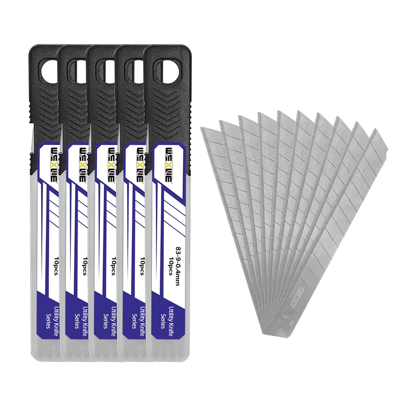 Tools 9mm Utility Knife Replacement Blades,60 Degree Snap Off SK4 Steel Blades for Retractable Cutting Knives, Hobby, Craft Knife, Box Cutter 50PCS