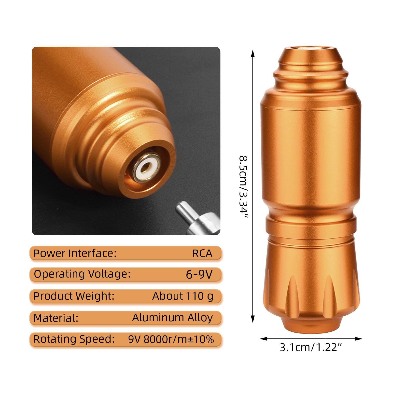 ATOMUS Golden Short Tattoo Pen Kit LCD Tattoo Power Supply Cartridge Rotary Complete Professional Tattoo Machine for Beginners(AT12)