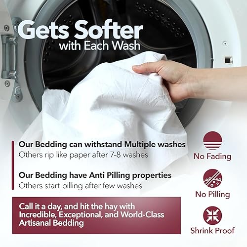 Miniatura 7 de Comfy Sheets - Juego de sábanas con tejido de satén, bolsillo profundo y 100% algodón egipcio de 800 hilos, Blush, Completo