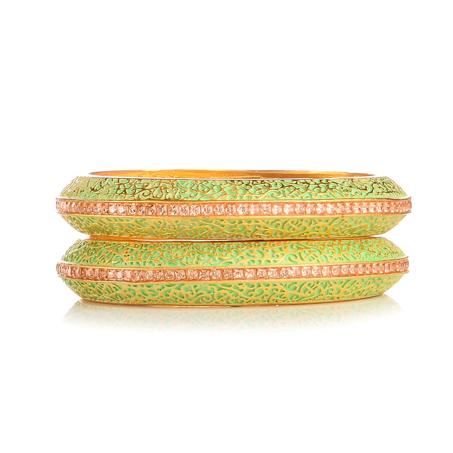 Kelly's Bangles Beautiful Meenakari & Zircon Collection, Unique Pastel Green