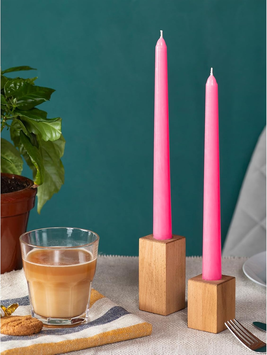 Pink Taper Candles - Set of 4 Dripless, Long Burning -5 Pink Taper Candles - Set of 4 Dripless, Long Burning -5