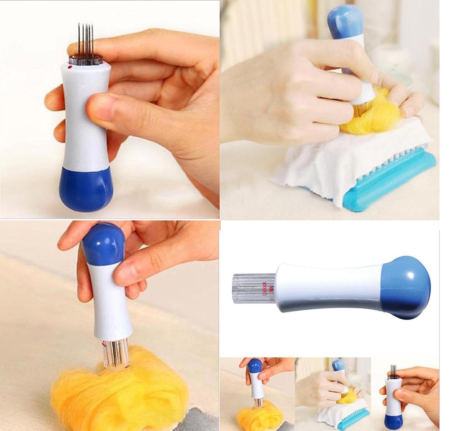 Buy Felting Needles of 3 Sizes + Handle Felt Tool Holder, Felt Needle Tool, Felting Starter Kit