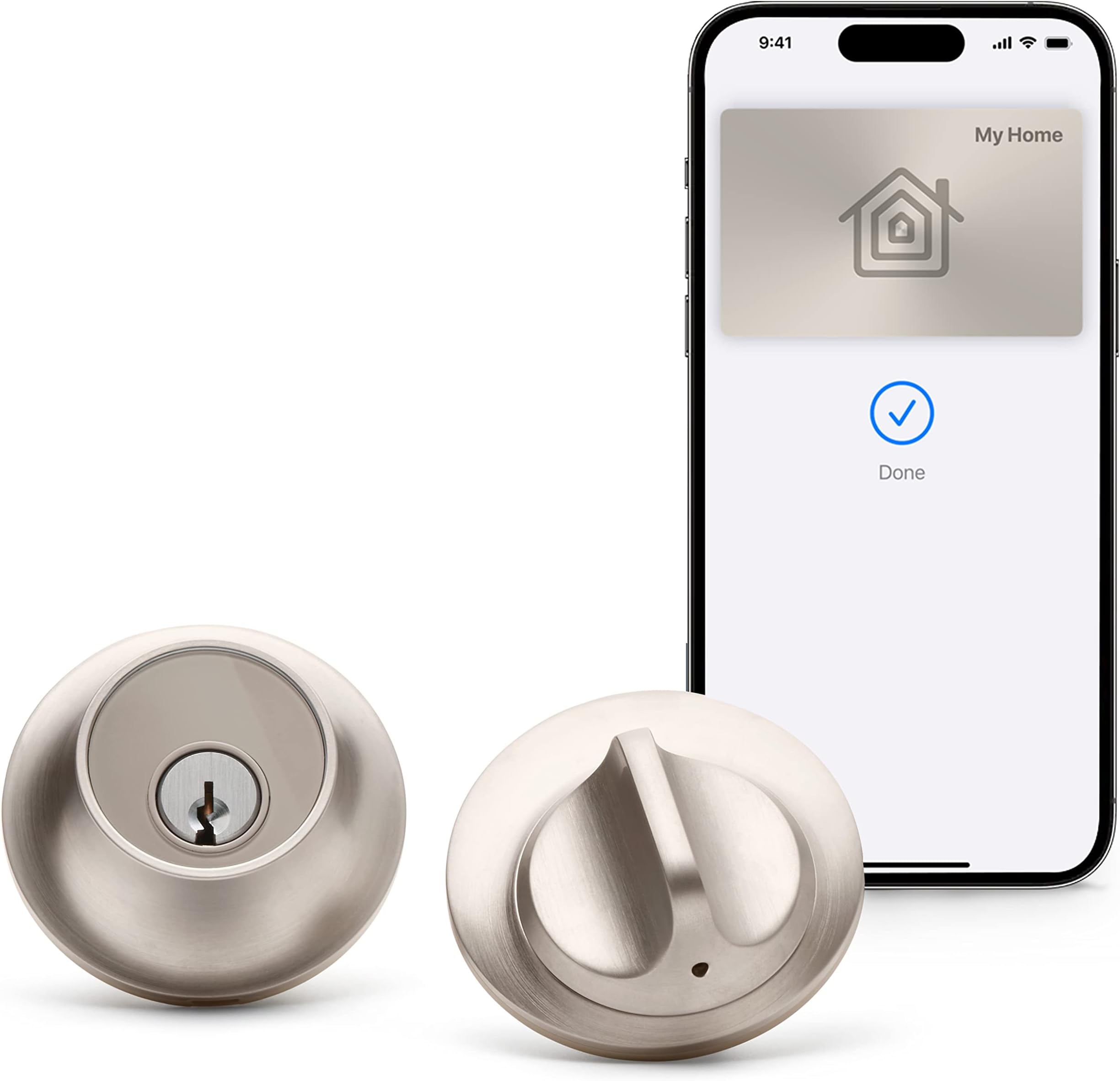 Level Lock+ Smart Lock Plus Apple Home Key - Smart Deadbolt for Keyless Entry - With Key Fob - Compatible with IOS, Android, and Apple HomeKit (Satin Nickel)