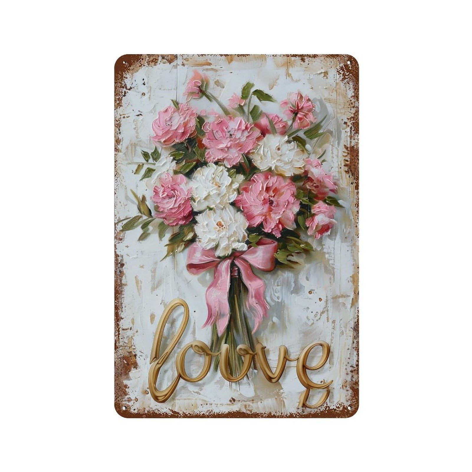 FHUYEURHRY Floral Love Impasto 04 Wall Decor Retro Iron Vintage Art Metal Tin Sign Poster Modern Home Cofffee Club Art Bar Shop Decorations Style-5 30x20cm