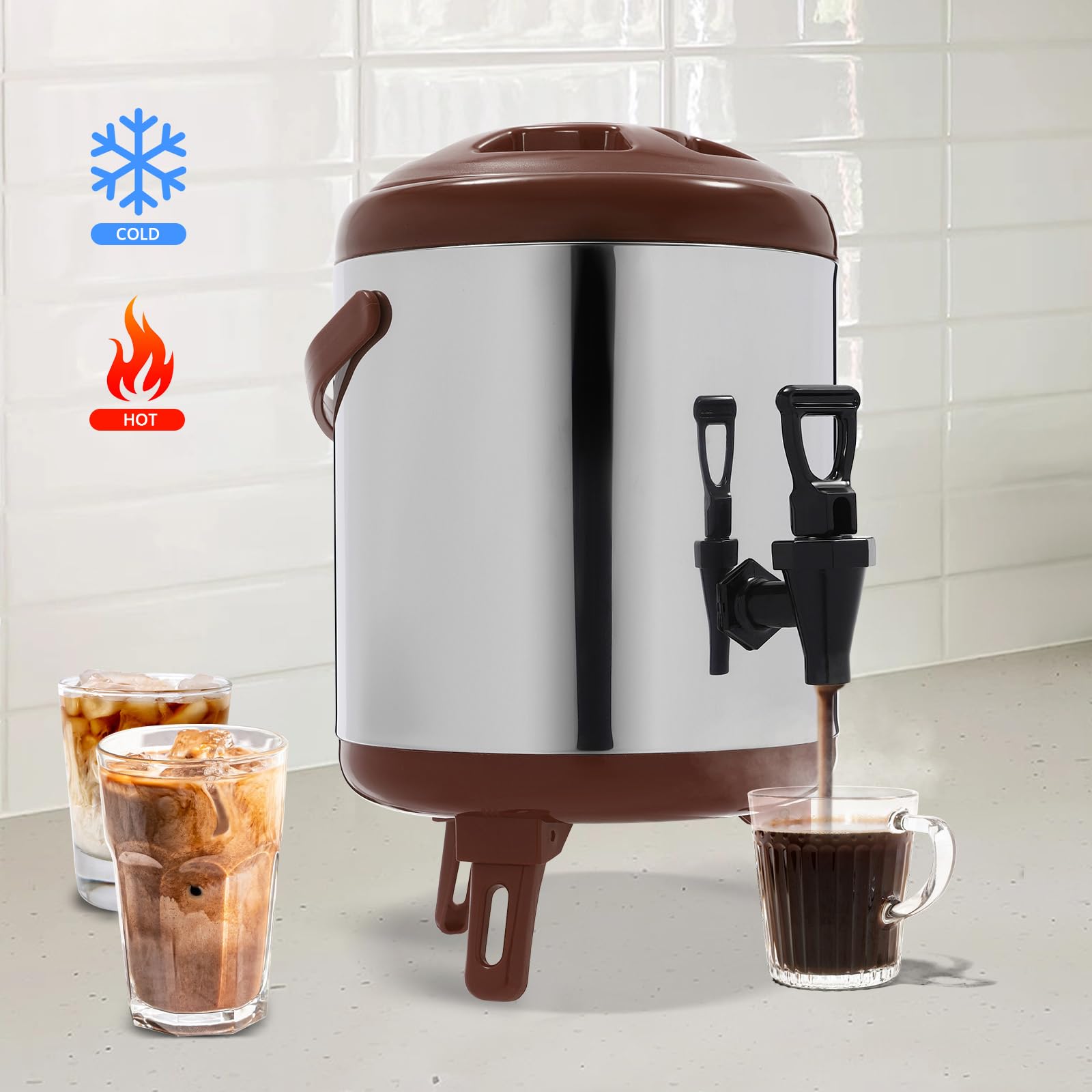 Distributore di acqua calda da 6 l, in acciaio inox, isolato, per caffè, picnic, viaggi, bar, buffet