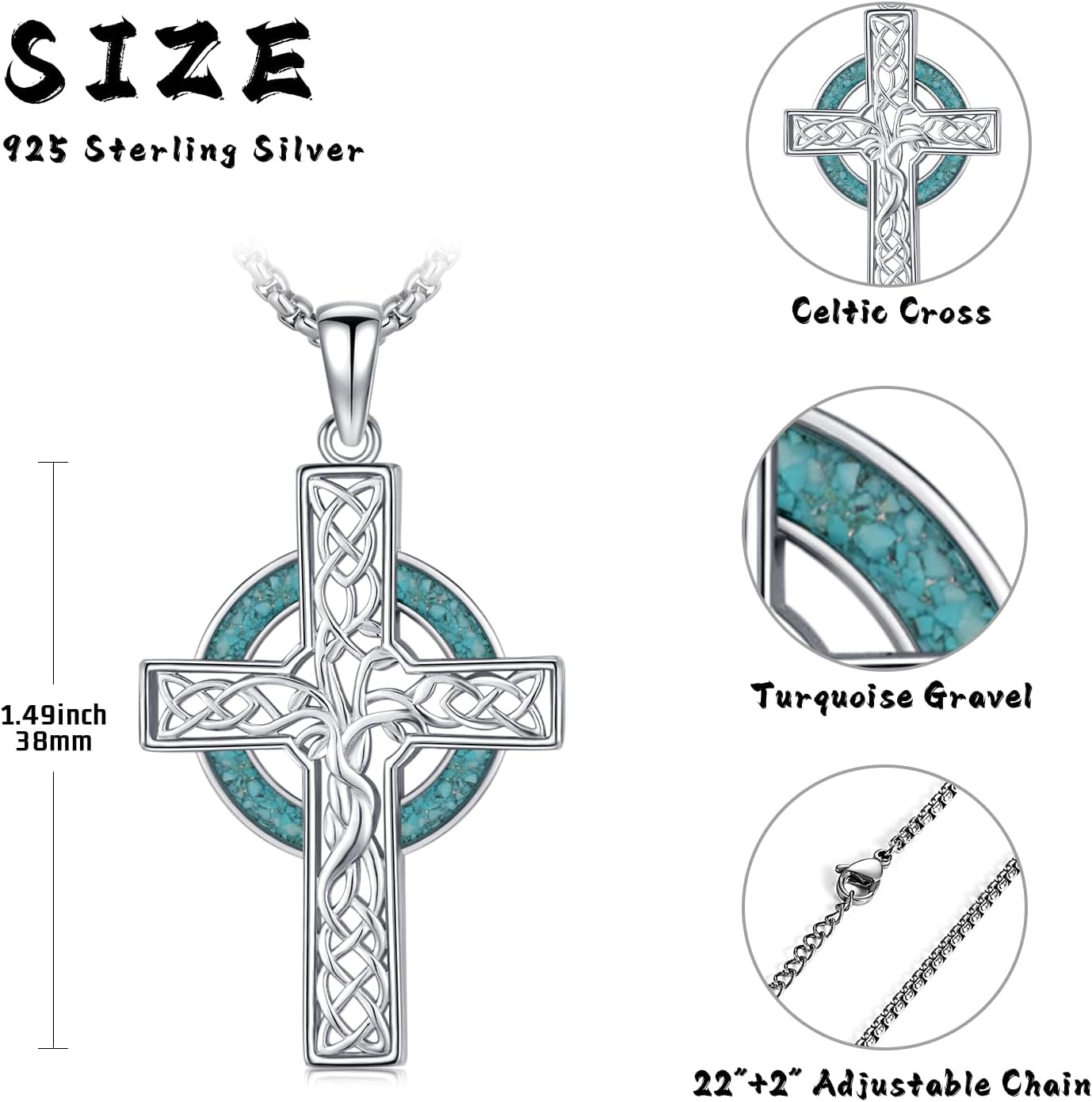 Cross Necklace 925 Sterling Silver Cross Religious Pendant Jewelry Gifts for Women Men - Image 6