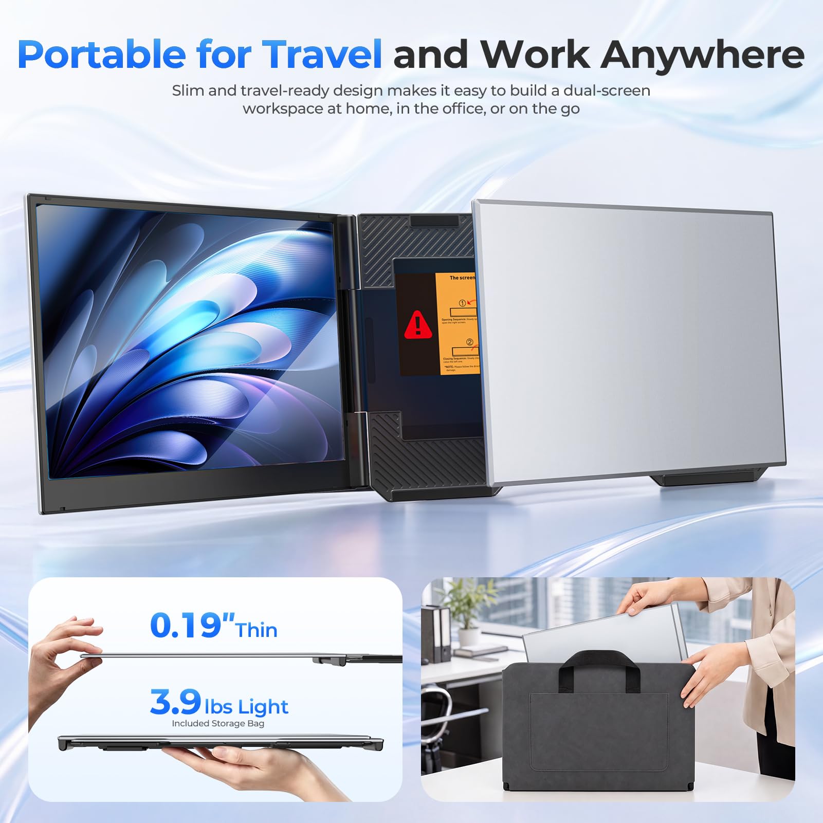 15.6" FHD Laptop Screen Extender, One-Cable USB-C Portable Triple Monitor view 6
