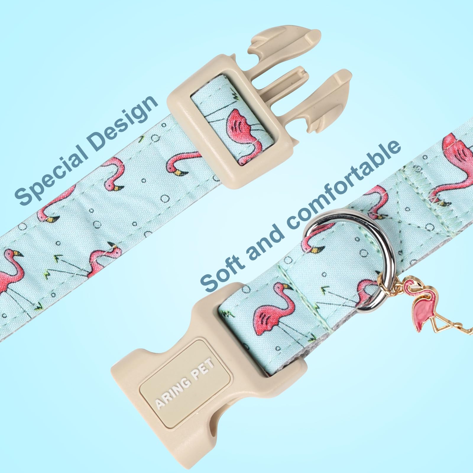 ARING PET Flamingo Dog Collar, Cute Dog Collar with Quick Release Plastic Buckle - Image 3
