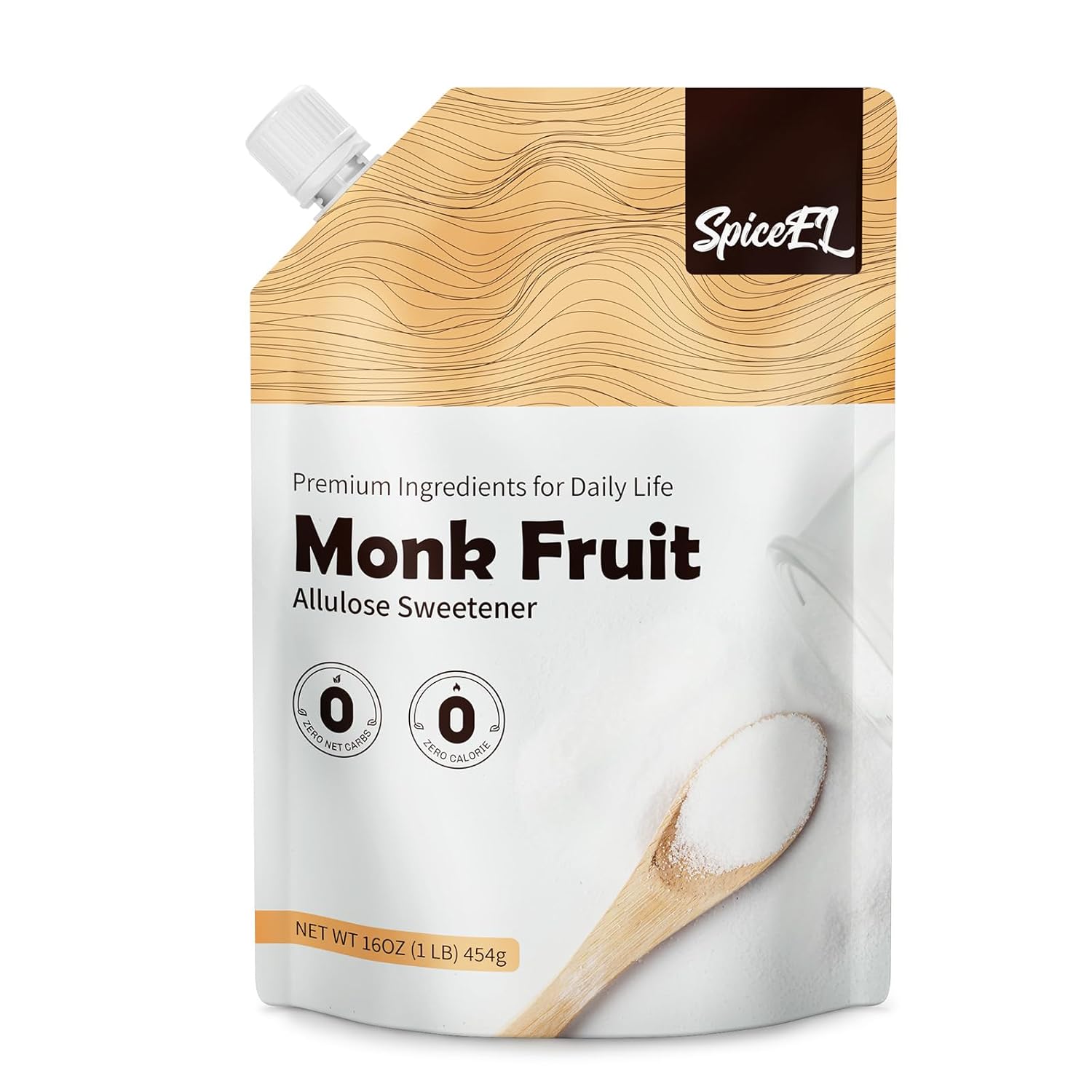 SPICEEL Monk Fruit Sweetener with Allulose - Zero Calorie White Sugar Substitute, No Erythritol, Keto Friendly, from Monk Fruit Extract for Baking, Coffee&Tea, Gluten Free, Vegan, Sugar Replacement(1lb pack of 1) SPICEEL Monk Fruit Sweetener with Allulose - Zero Calorie White Sugar Substitute, No Erythritol, Keto Friendly, from Monk Fruit Extract for Baking, Coffee&Tea, Gluten Free, Vegan, Sugar Replacement(1lb pack of 1)