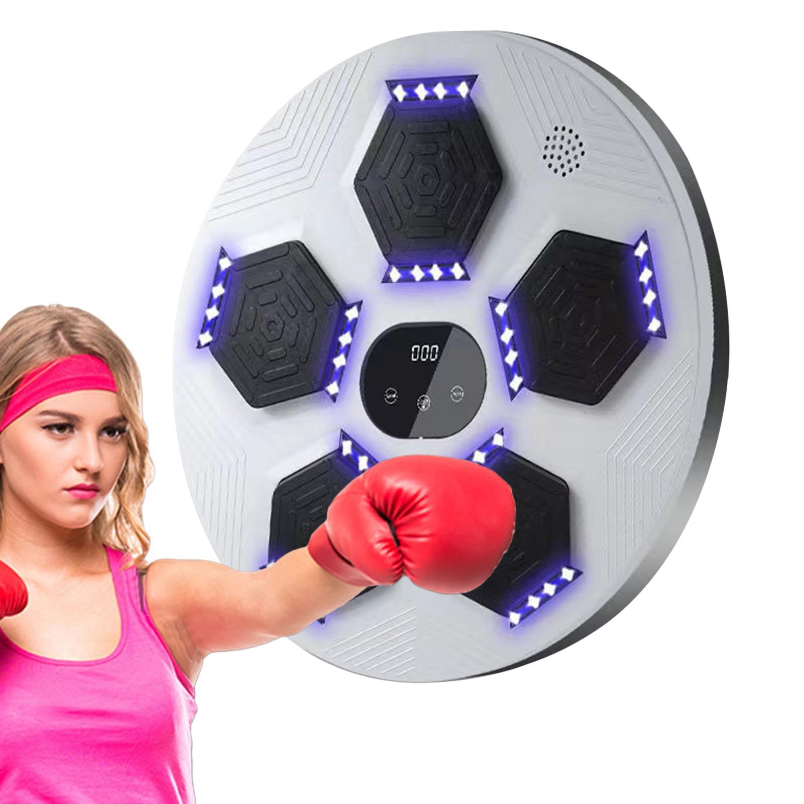 Music Boxing Machine - Macchina da boxe da parete, attrezzatura da allenamento | Punzonatrice elettronica con modalità di illuminazione, boxer musicale regolabile per allenamento al chiuso