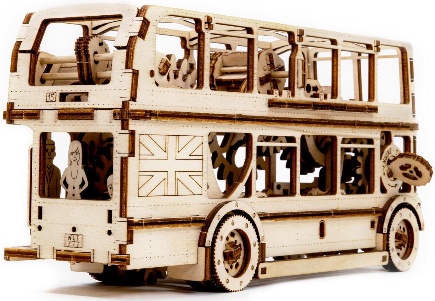 Revell Tiny Adventures London Bus I Detailliertes Modell I Aufwendiger Innenraum mit Motor und Stoßdämpfern I Authentische Figuren I Mechanisches Meisterwerk mit Startschlüssel I Modell aus Holz