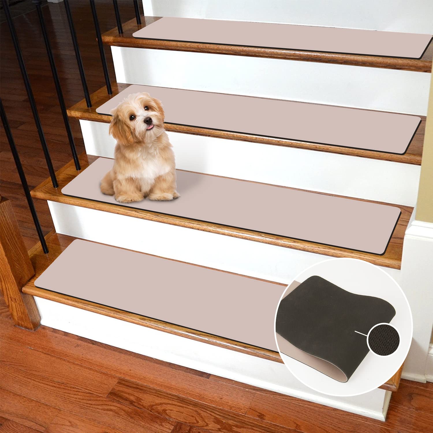 Rubber Stair Carpet Treads, 8’’X30’’ Carpet Stair Runners Rugs for