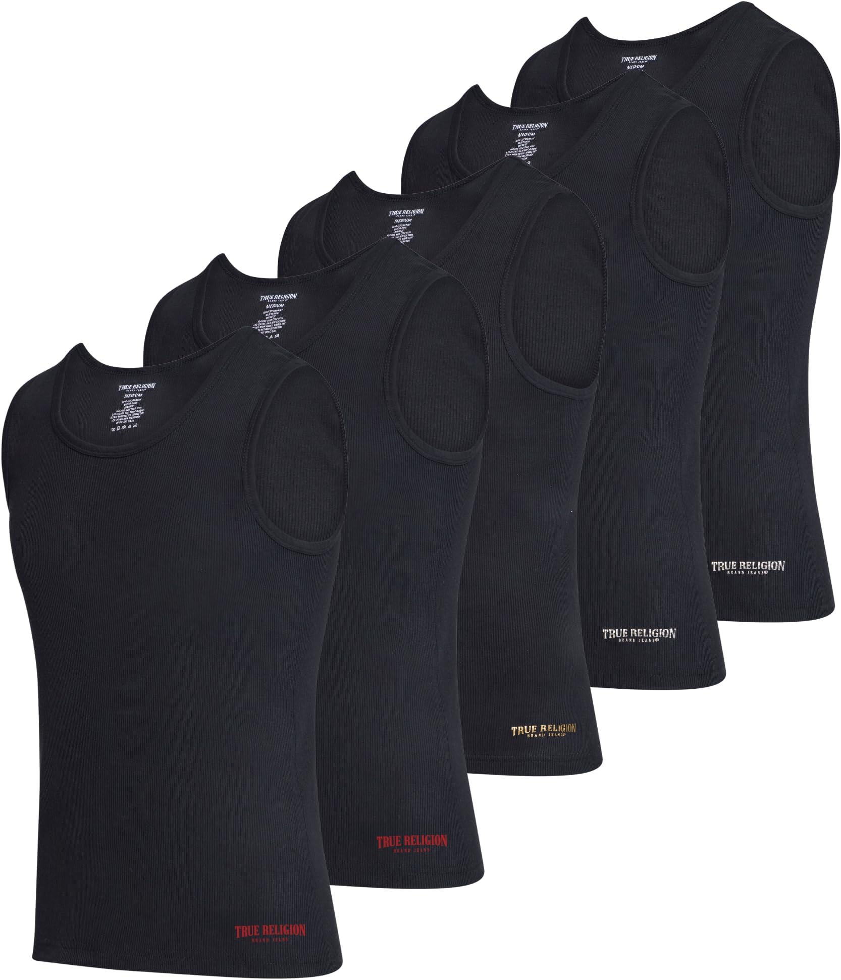 Lightweight Tank Tops for Men, 5 Pack Classic Ribbed Cotton Mens Undershirts