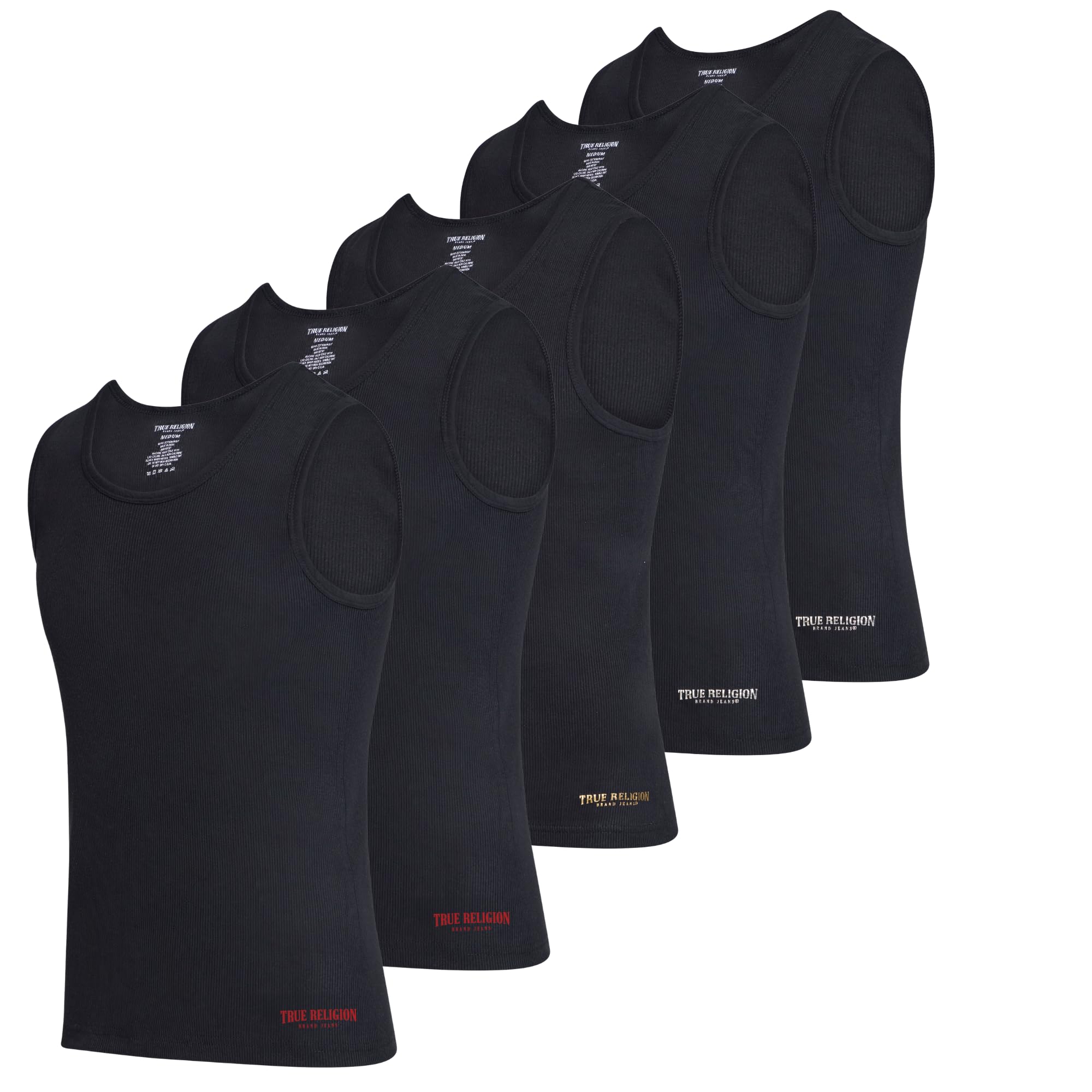 Lightweight Tank Tops for Men, 5 Pack Classic Ribbed Cotton Mens Undershirts