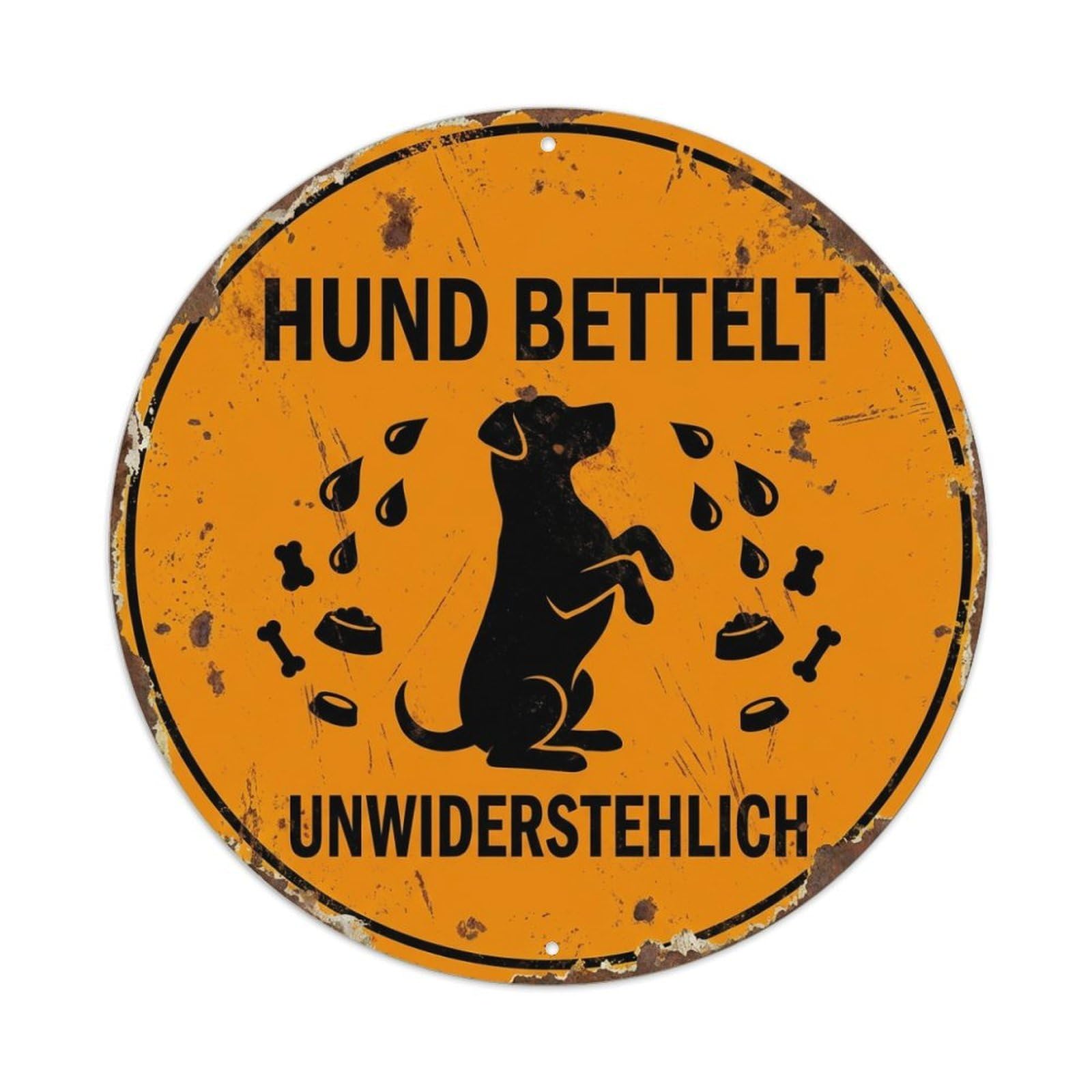 Fqcyn Style Dog Begging Expert Round Wall Hanging Metal Tin Sign Plaque Wall Decor For Cafe, Club Bar, Office, Home Garden Round Metal Poster 8X8inch