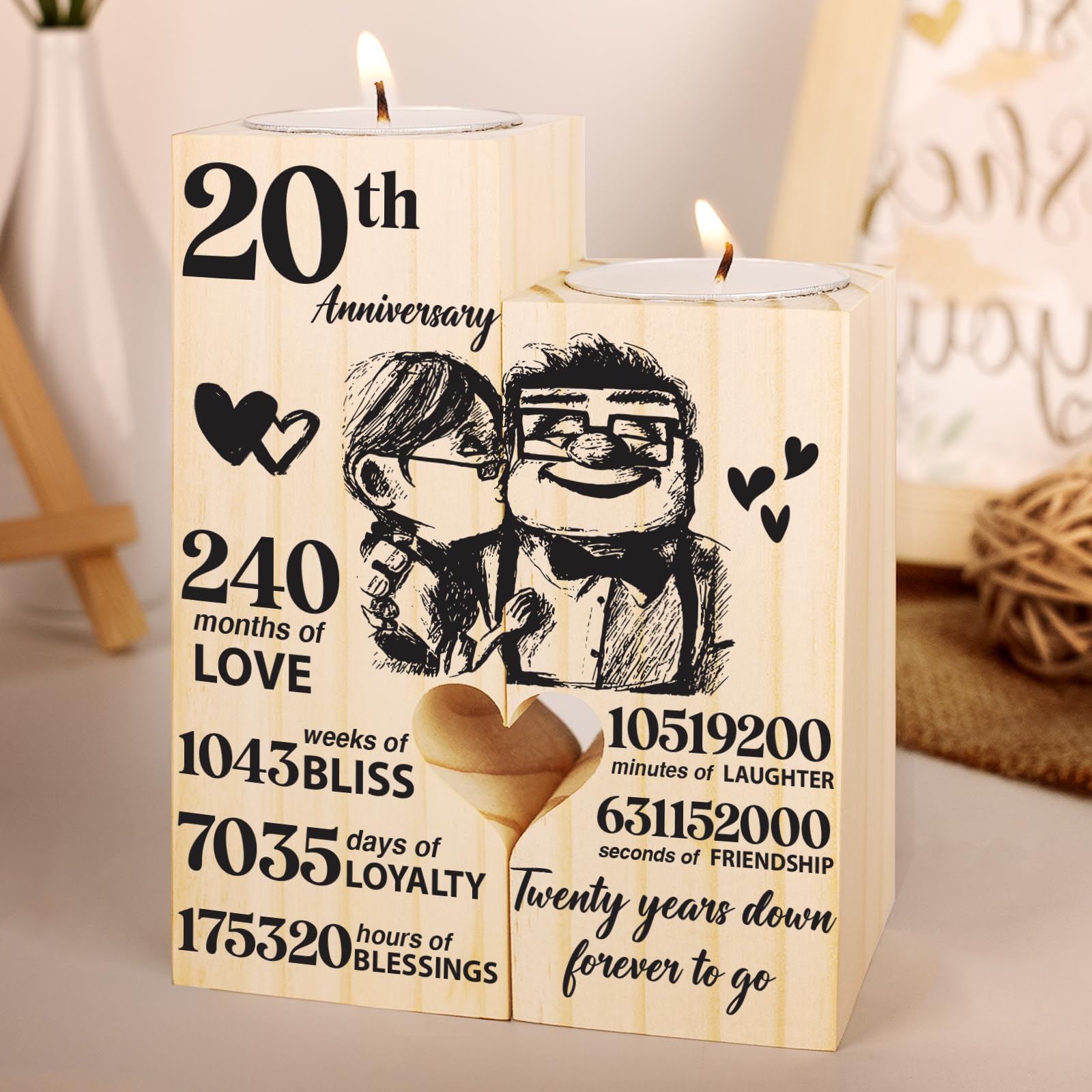 20th Anniversary Wedding Gifts for Wife,Husband, Couples Gift Candlestick, Twenty Years Wedding Anniversary Present for Her, Him, Parents, Mum and Dad