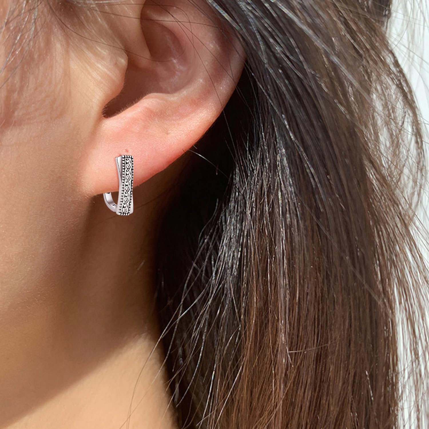 ADMETUS Celtic Knot Hoop Earrings 925 Sterling Silver Leverback Hoop Earrings Huggie Earrings Jewelry Gifts for Men Women with Gift Box - Image 4