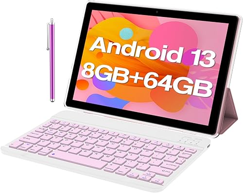 BYANDBY Tablet Android 2 en 1, tableta de 10 pulgadas, procesador de cuatro núcleos, 64 GB+4 GB+512 GB expandible, Wi-Fi, BT, cámara dual, pantalla