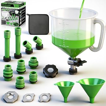 SWANLAKE 18-Piece No-Spill Coolant Funnel Kit, Radiator Funnel Burping Tool, Coolant Bleeder Kit with Adapters, Universal Fitment for Automotive Cooling System