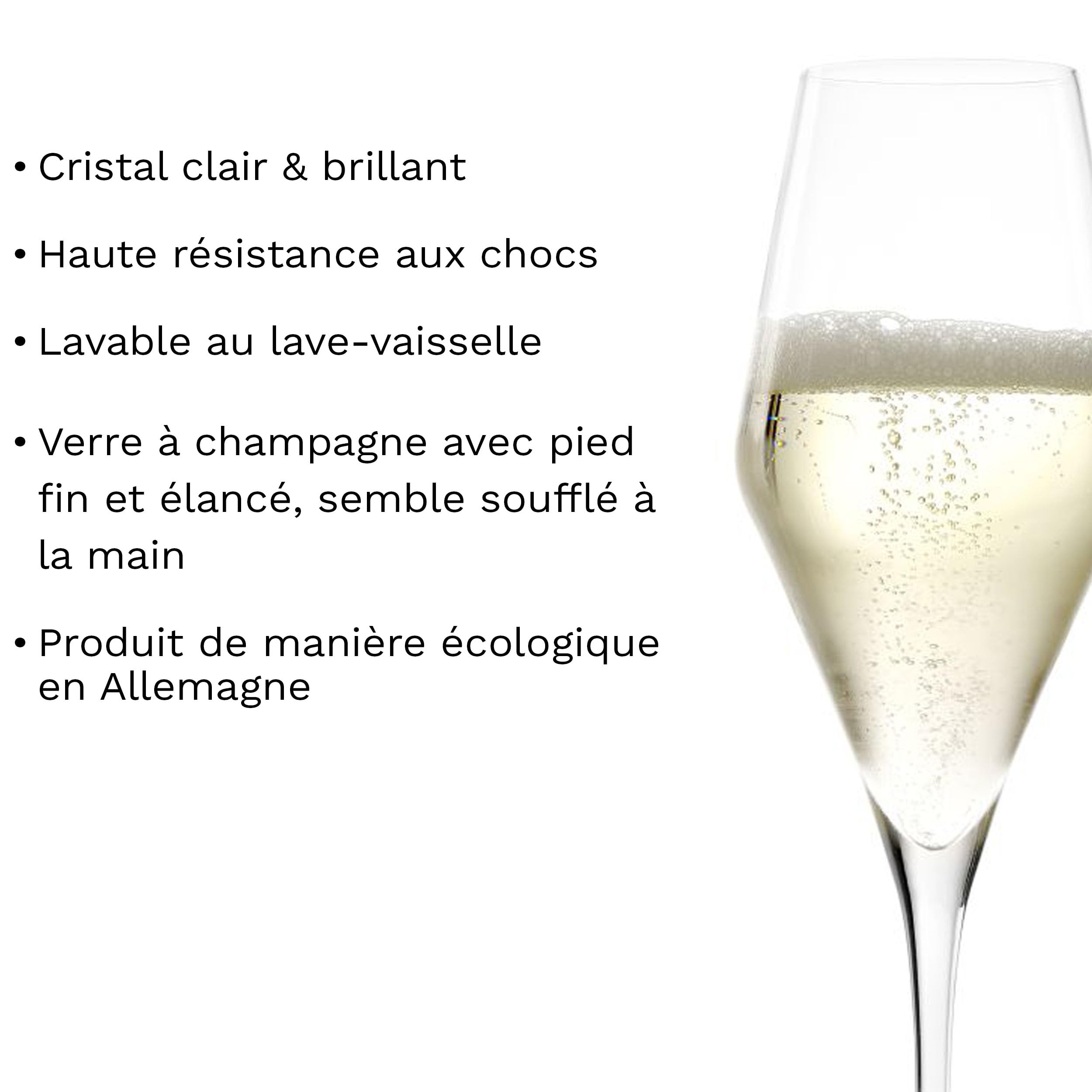 Verres ? Champagne Quatrophil de St?lzle Lausitz 290 ml, ensemble de 6, pareil aux souffl?s, qualit? pr?mium, lave-vaisselle garanti