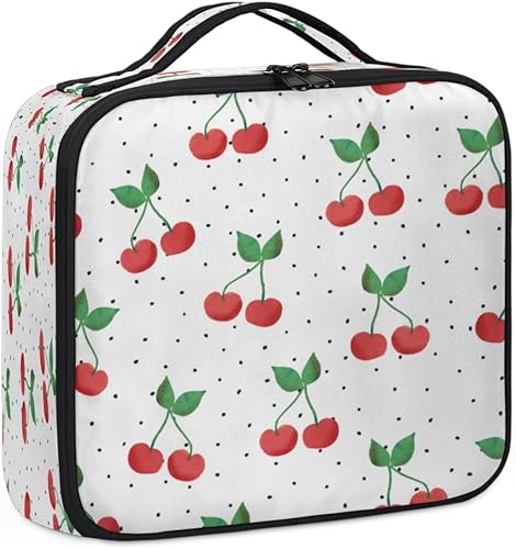 KOBLEN Bolsa de maquillaje de viaje para mujer, grande, cuadrada, portátil, profesional, de tren de coqueta, estuche para cosméticos con asa,