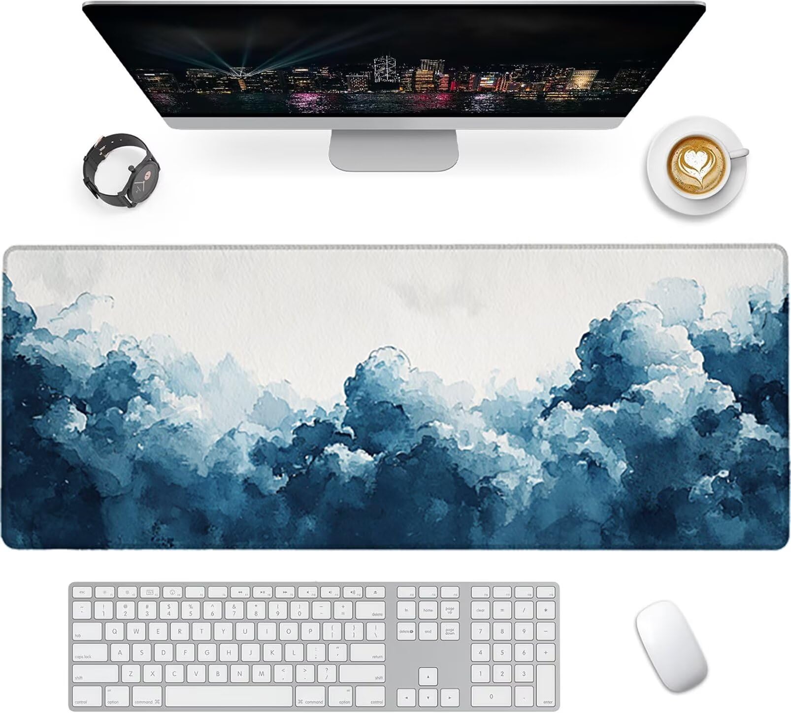 Lpfieonn Einfach Großes Schreibtischunterlage, XXL Schreibtischunterlagen, Blau XXL Wasserdicht Gaming Mousepad mit Vernähter Rand und Rutschfeste Gummibasis, für Laptop/Hause/Büro 120x60cm PF-2979