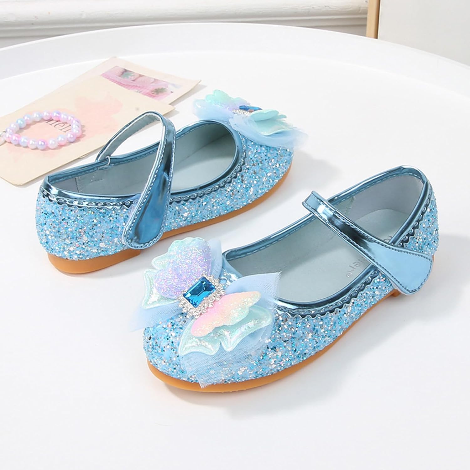 IWIHMIV Toddler Little Girl Mary Jane Dress Shoes Non Slip Comfortable Ballet Flat Party School Shoes with Bow