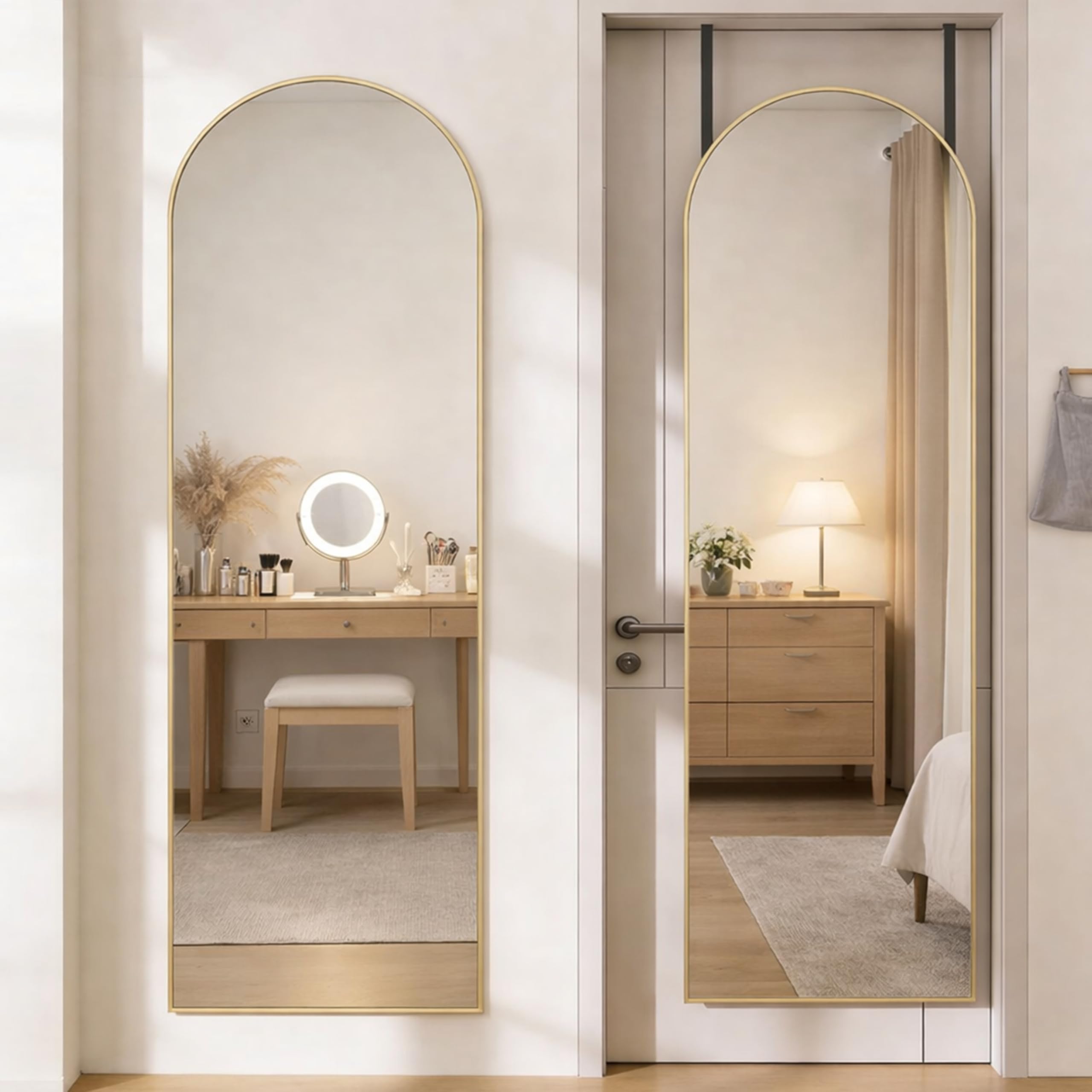 Simple Deluxe 47x14 Arched Full Length Mirror Over The Door