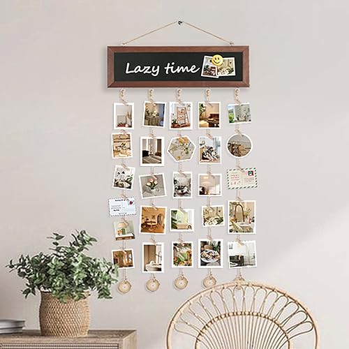 Miniatura 6 de 4 THOUGHT Marco de fotos para colgar fotos, tablero de fotos de 15.7 x 5 pulgadas, regalo del día de San Valentín, marcos rústicos de madera,