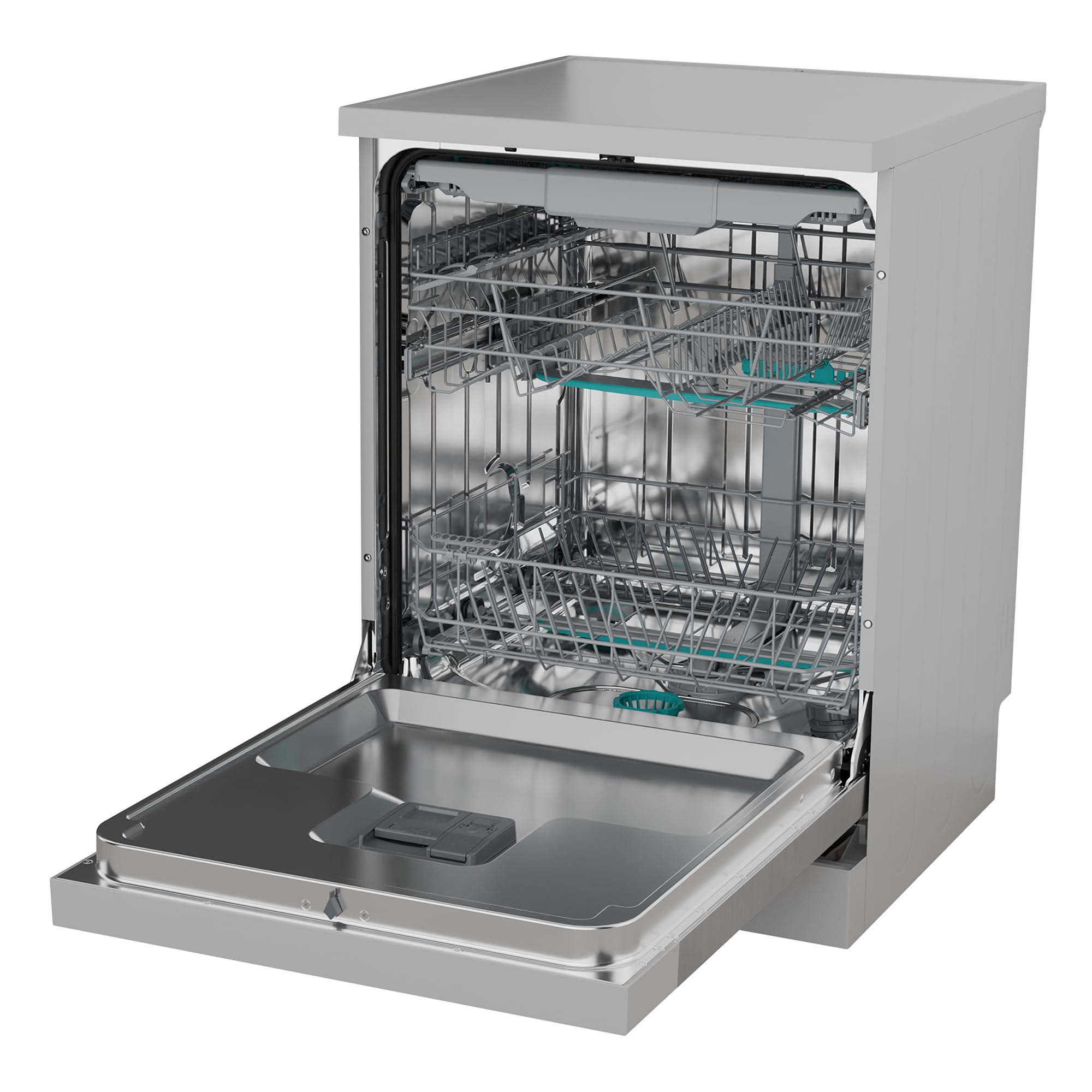 Hisense HS643B90X - Lavavajillas Clase B, 15 Servicios, Fondo 60cm, Secado Extra, Programa Automático, Tercera Bandeja, Programa Corto 1 hora, 15 Servicios, Aqua Protect System, Control Táctil, Inox