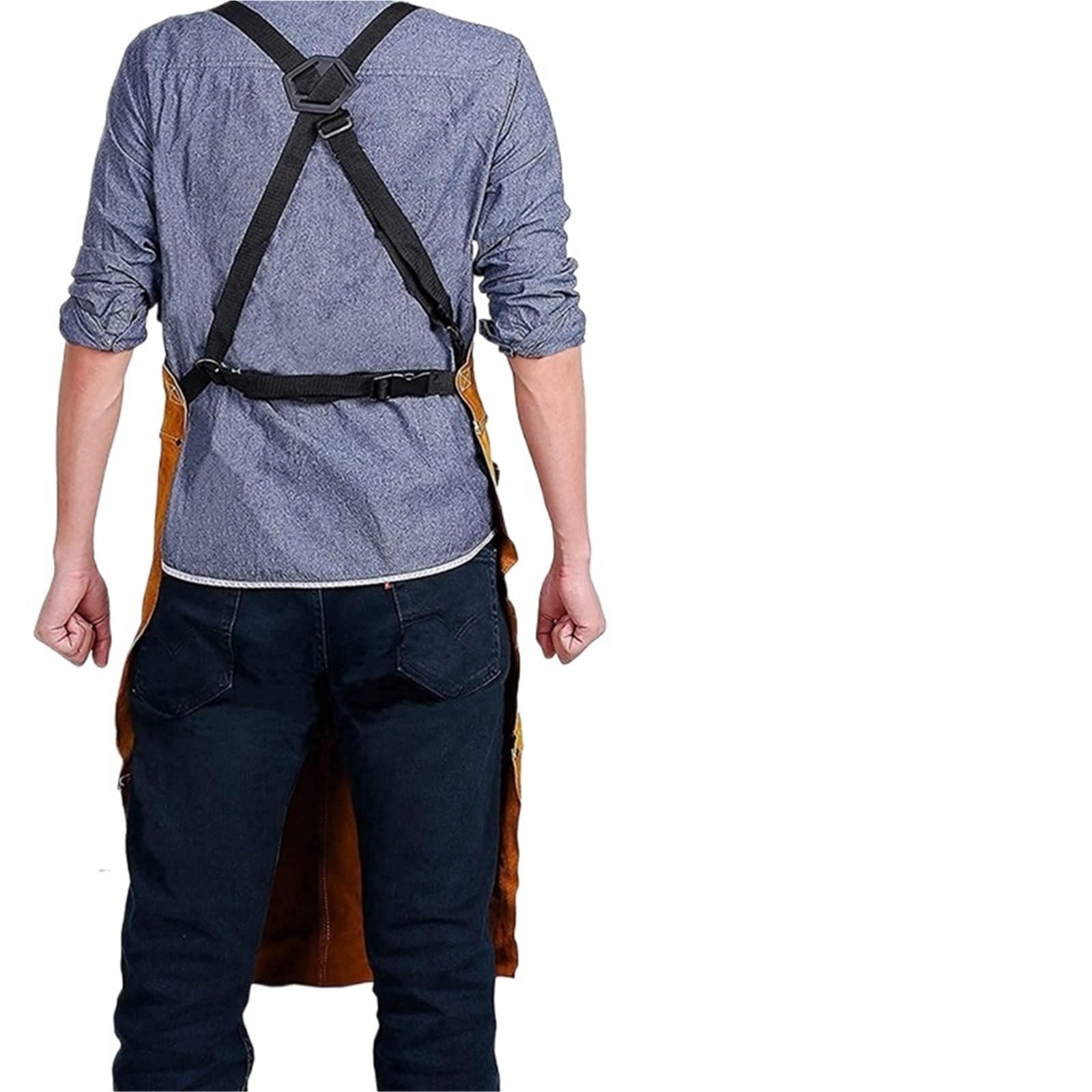 Leder-Werkstattschürze mit 6 Werkzeugtaschen, strapazierfähige Schweißschürze, 61 x 91,4 cm, verstellbar von M bis XXL für Garten, Keramik, Werkstatt