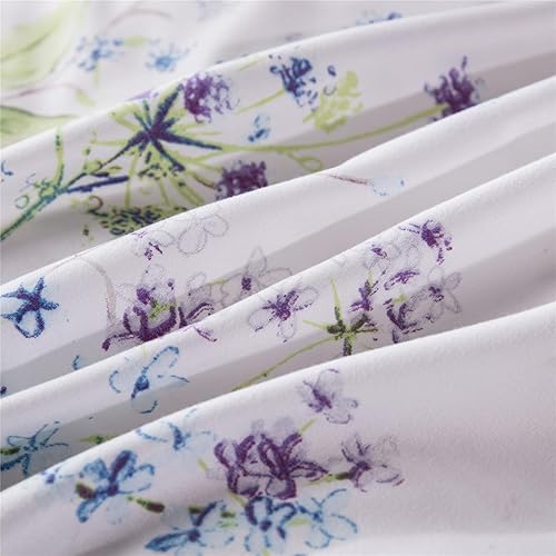 Miniatura 7 de KIUINNO Funda de edredón floral tamaño King juego de cama suave y transpirable con cierre de cremallera y lazos en las esquinas, 3 piezas, 1 funda