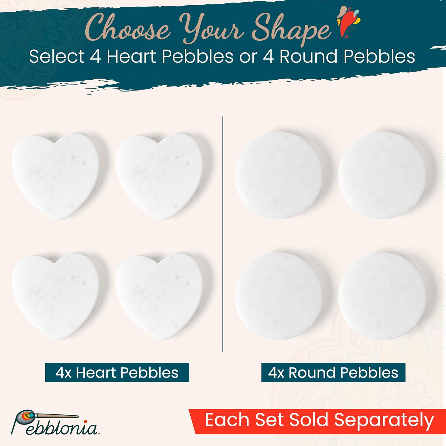 Pebblonia 4 Rocks for Painting, Large 4 Inch Approx, Smooth White Painting Rocks for Crafts, Mandala Art, DIY Pet Memorial Keepsakes Art Supplies, Painting Pebbles Suitable for Adults Teens Kids 6+