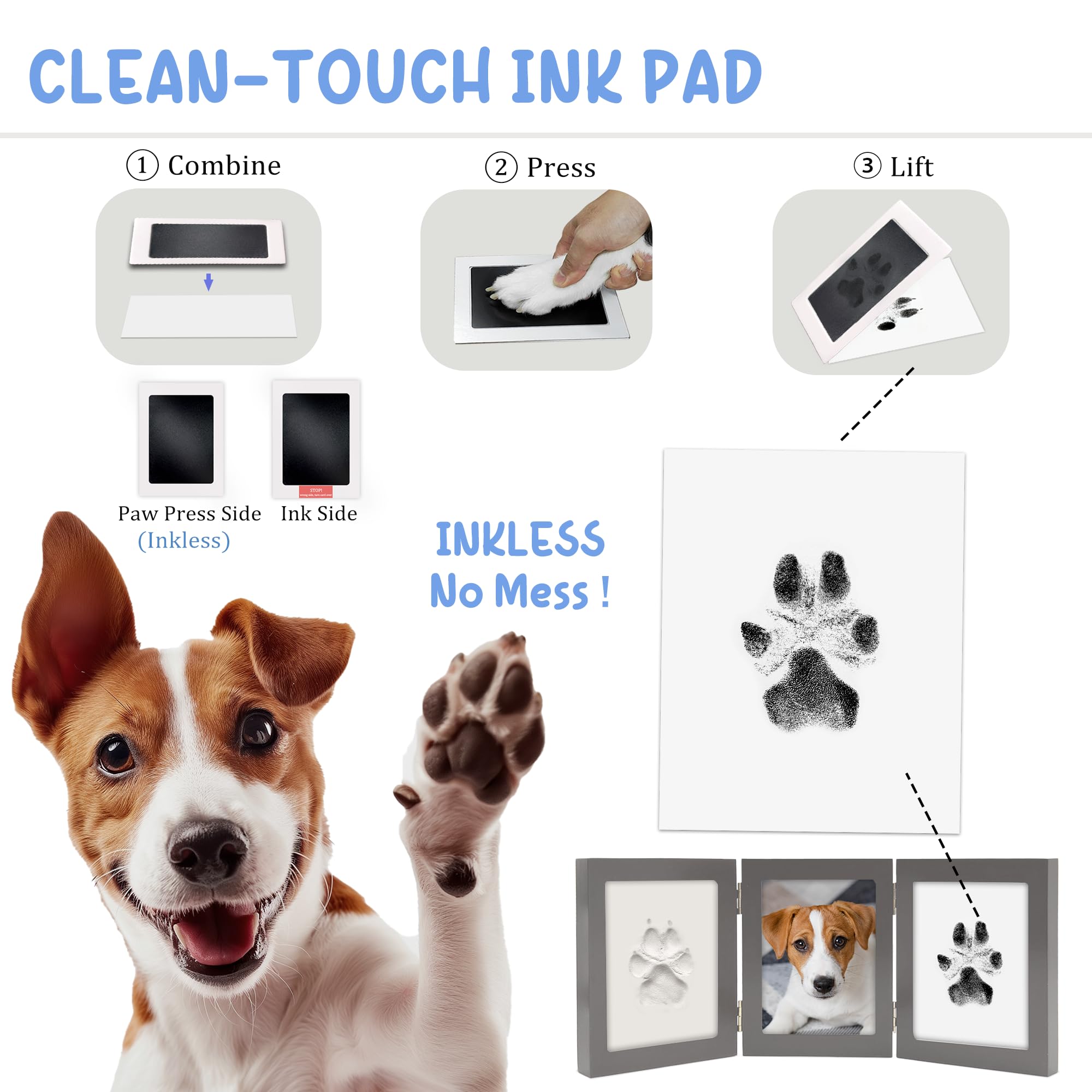 MYPAWLETS Kit de Huellas de Patas, Marco de Tinta y Arcilla para Huellas de
