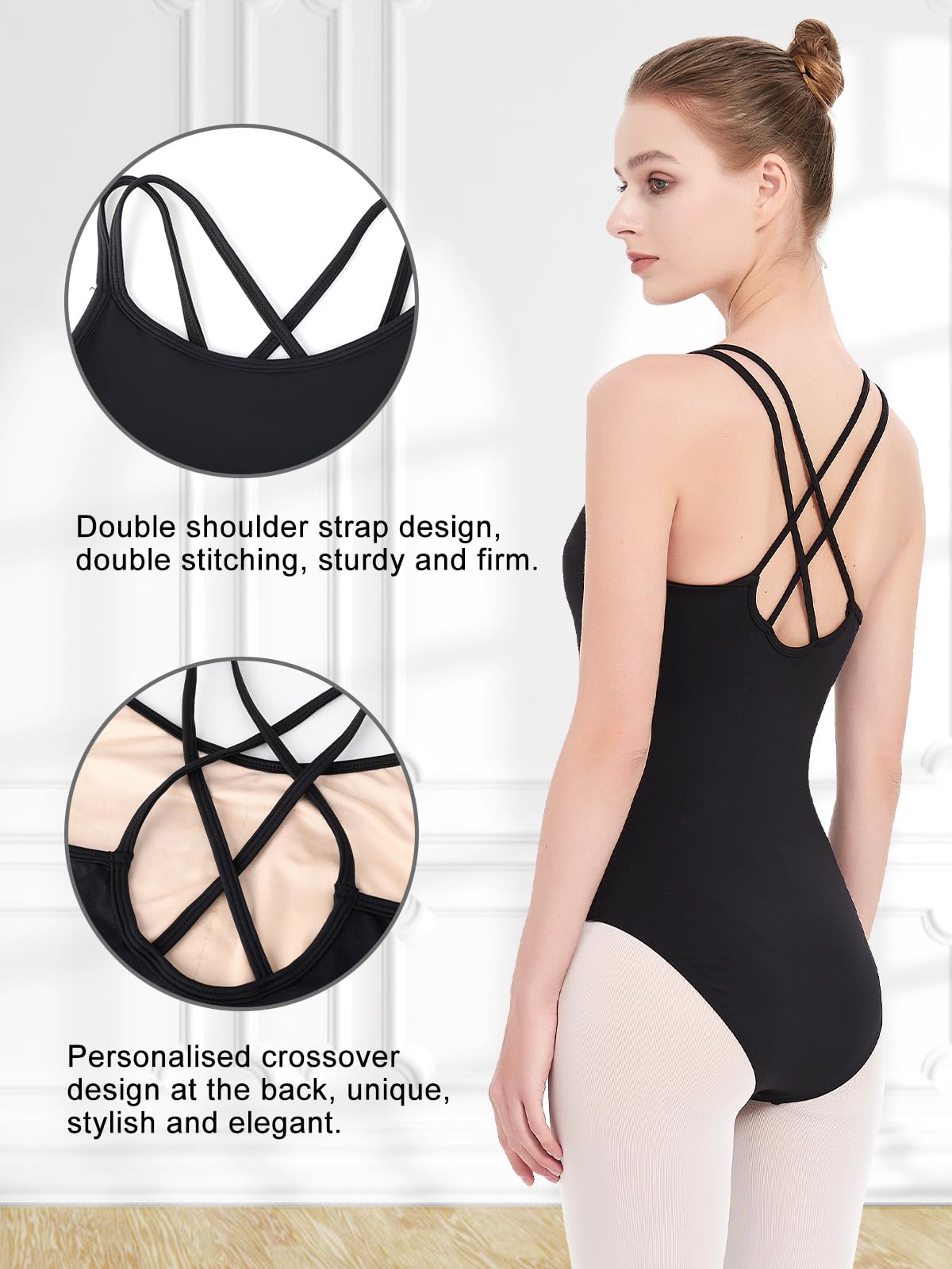 Body Danza Classica Donna Camisole Body Ginnastica Artistica Nero Balletto Leotard Alta Elasticità Dancewear