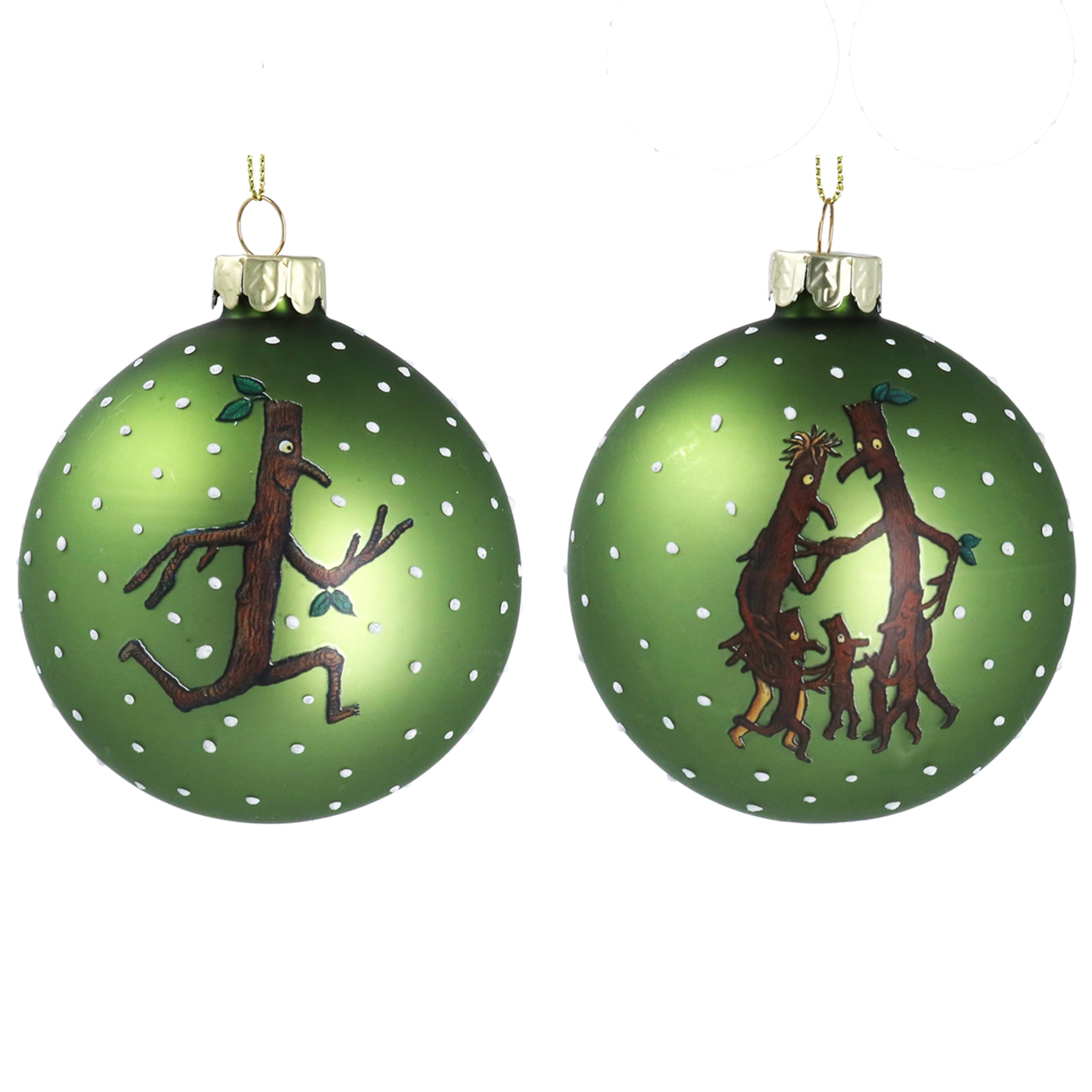 Gisela Graham Green Glass Stick Man Christmas Baubles, set of 2