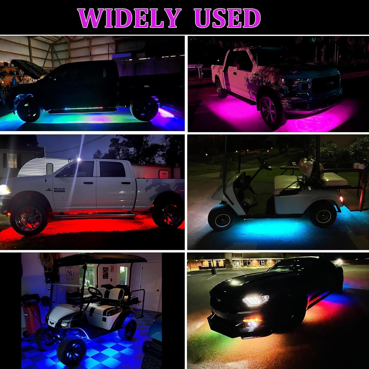 4 luci a LED per auto, colore da sogno, kit di sottogruppi per auto, app e telecomando RGB multicolore sincronizzazione musica sotto l'illuminazione dell'auto strisce al neon impermeabili