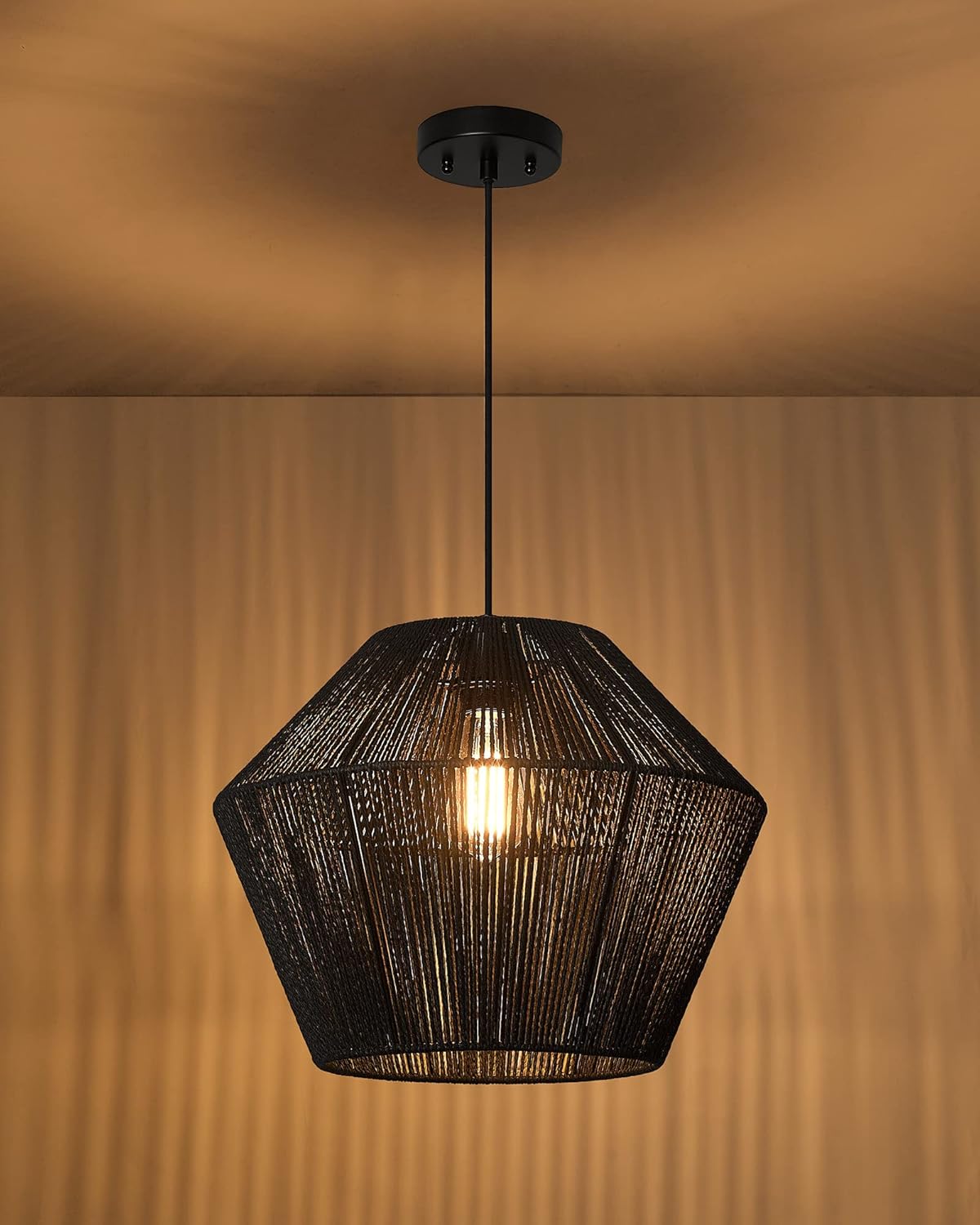 ELYONA Modern Woven Chandelier with 12"&17" Handwoven Rattan Basket Shade for Kitchen Dining Room Bedroom Foyer Hallway