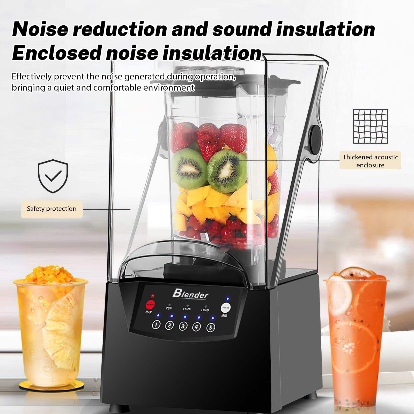 Blender Pro Silenciador 2200W Gran Capacidad,Blender Escudo Silenciador